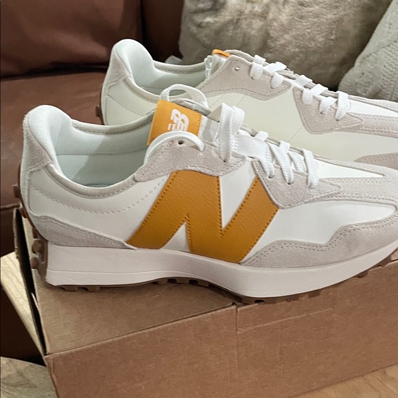 New Balance White and Orange Sneakers - Picture 1 of 4